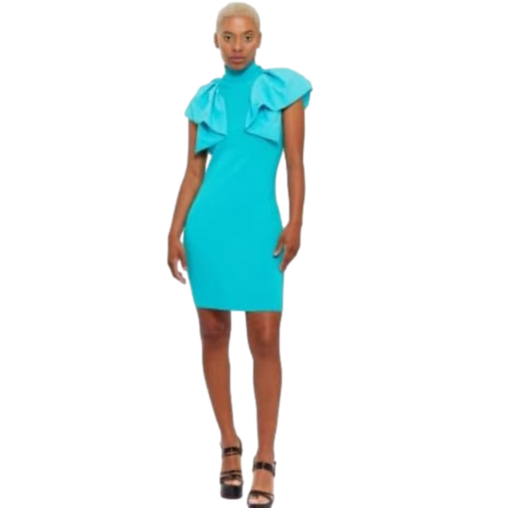 CHAOUICHE Women's Babaloo Dress teal size XL mock  neck NWT